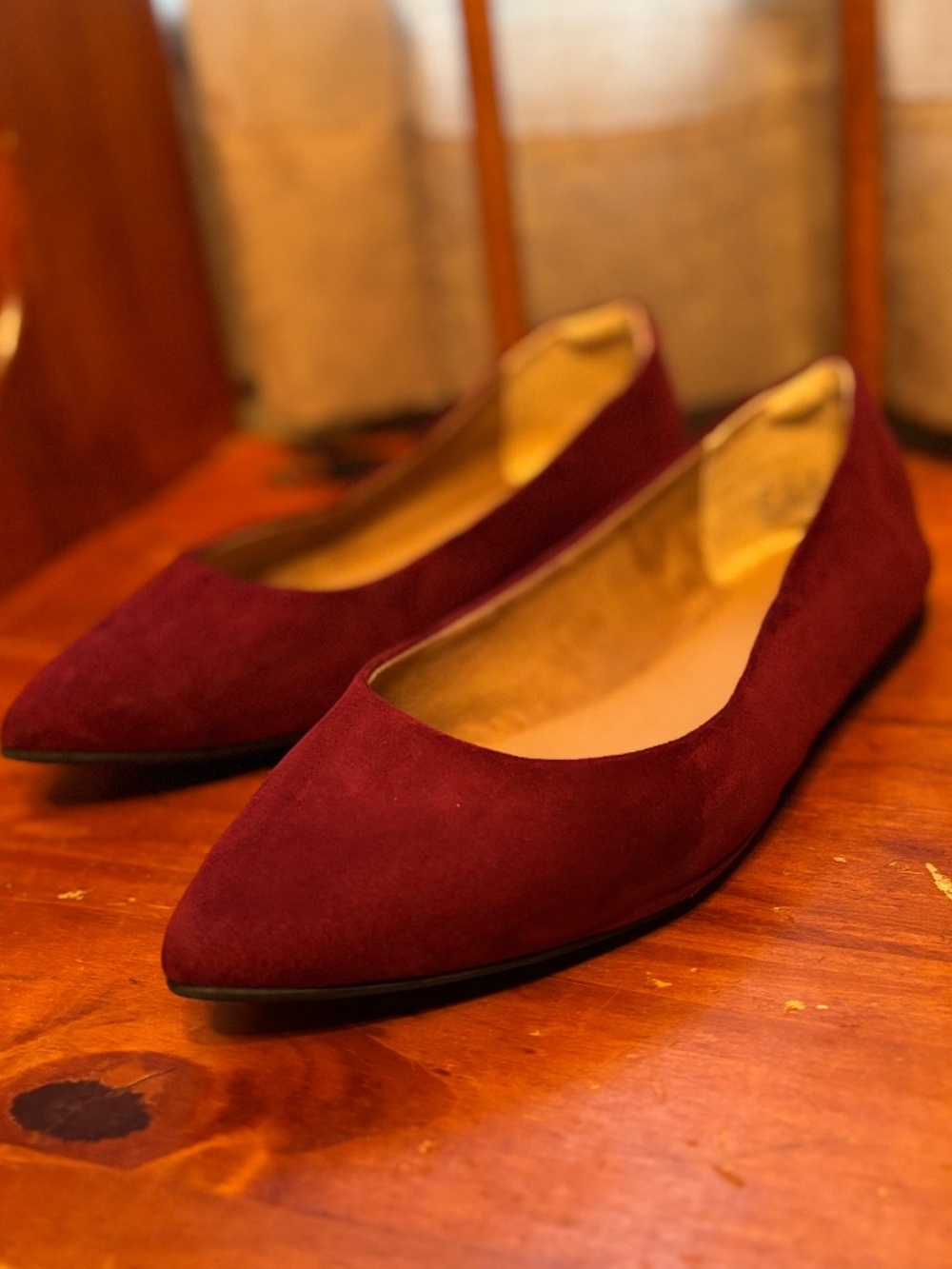 Burgundy flats
